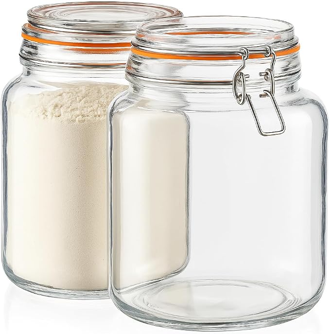 kitchentoolz Half Gallon Glass Large Mason Jars - 64oz Wide Mouth Flour & Sugar - Image 7
