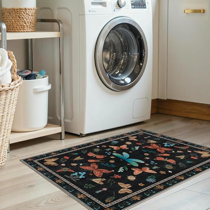 2x3 Washable Rug, Small Door Mat Floral Entryway Rug, Boho Front Door Mat - Image 3