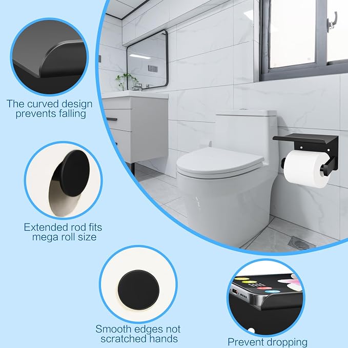 2pcs Matte Black Toilet Paper Holder - Image 4