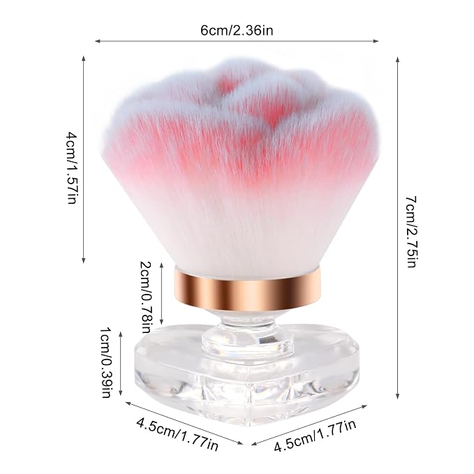 ANGNYA Nail Dust Brush, Rose-shaped Head and Heart-shaped Handle Dust Brush - Image 4