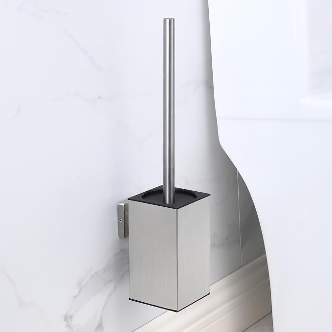 Toilet Bowl Brush and Holder Square, Stainless Steel Square Wall Mounted Toilet - Image 3