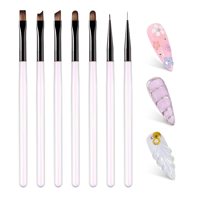 AIRSEE Gel Polish Nail Art Brushes set, and Carved Brush, DIY Manicure Tools by AIRSEE