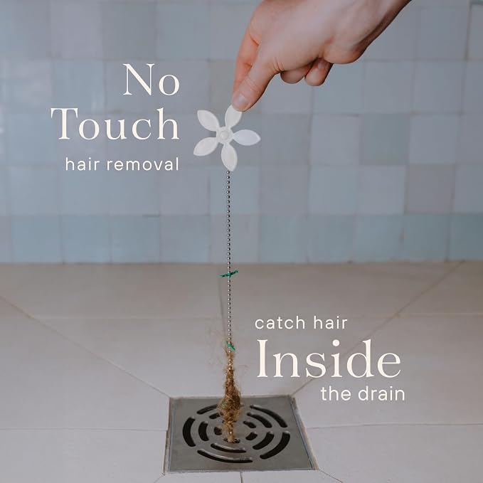 DrainWig Shower Drain Hair Catcher – Disposable White Flower – No-Touch Hair - Image 2