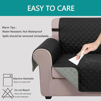 U-NICE HOME Futon Sofa Covers Reversible Sofa Slipcover Armless Cover Furniture Protector Couch Cover Water Resistant (Futon, Black/Grey)