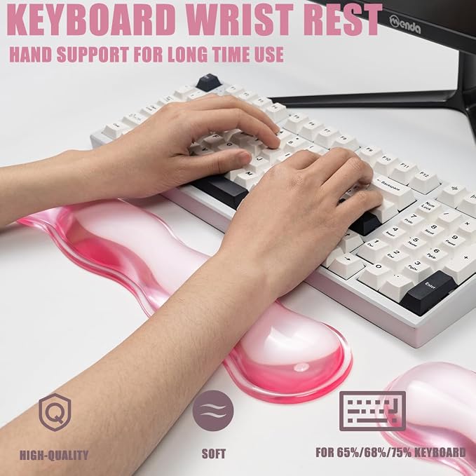 Ergonomic Silicone Gel Keyboard and Mouse Wrist Rest Set – Clear Wrist Rest - Image 4