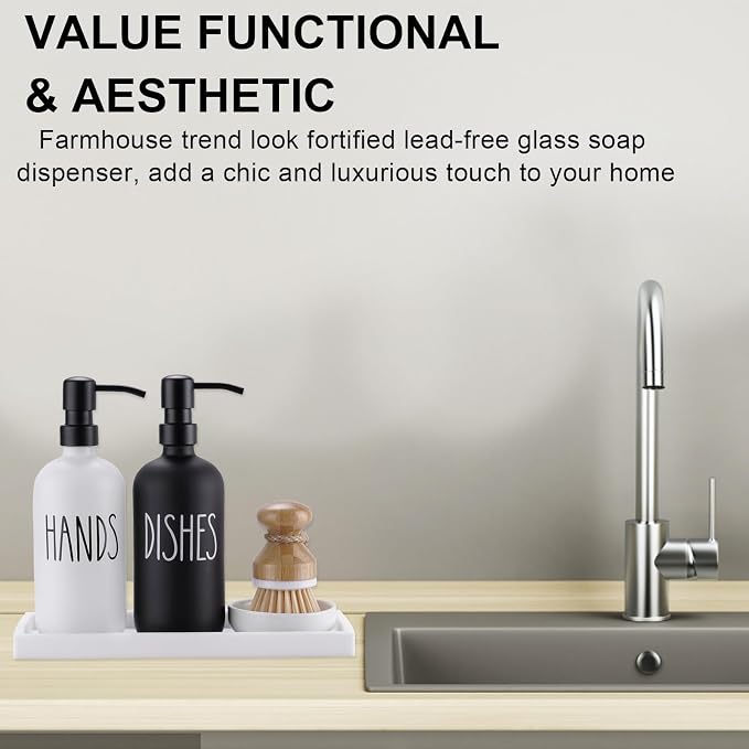 Glass Soap Dispenser for Kitchen, Farmhouse Dish Soap Dispenser&Hand Soap - Image 2