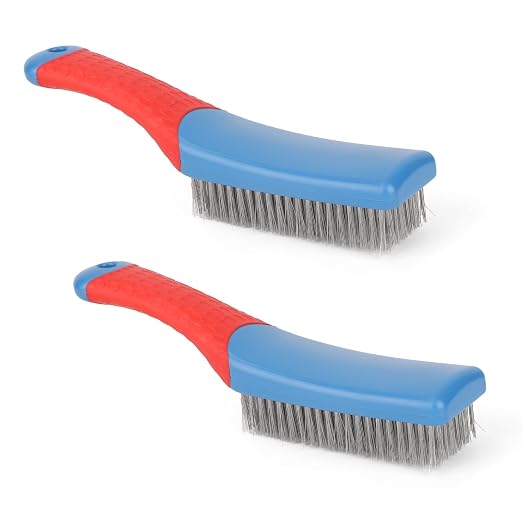 2pcs Stainless Steel Wire Brushes, Reinforced Cleaner Metal Bristle Heavy Duty by lasuroa