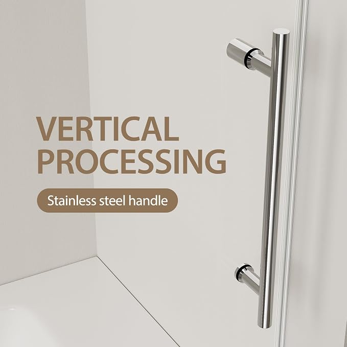 Frameless Bathtub Shower Doors 56-60" W x 60" H, 5/16" Tempered Glass Sliding - Image 6