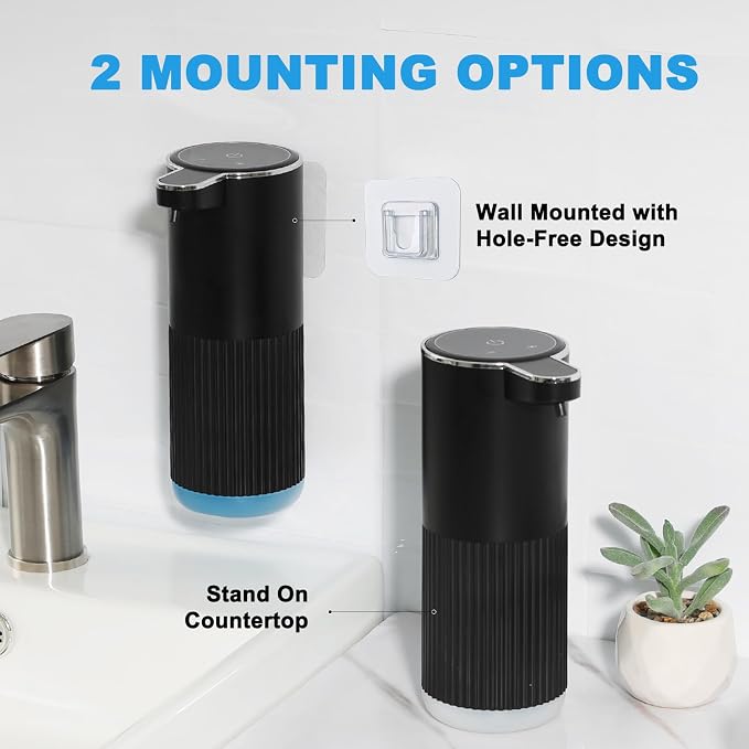 Automatic Foaming Soap Dispenser, 2 Pack Black Touchless Foam Hand Soap - Image 7