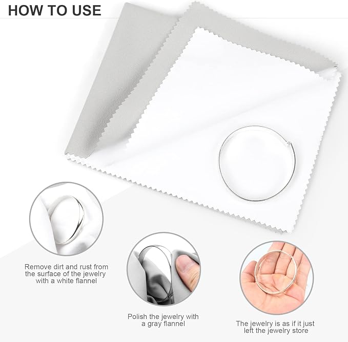 Jewelry Cleaning and Polishing Cloth, 100% Pure Cotton Silver Polishing Cloth - Image 3