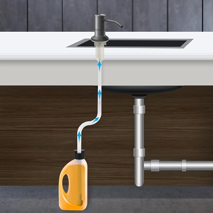 Soap Dispenser for Kitchen Sink and Extension Tube Kit, Stainless Steel - Image 3