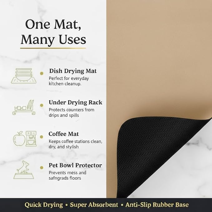Dish Drying Mat Super Absorbent – 16" x 18" Coffee Mat - Image 6