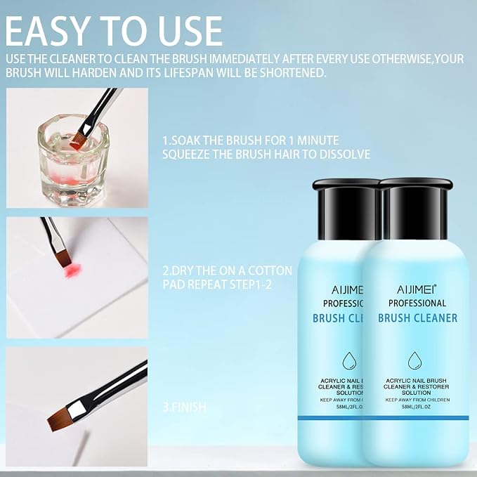 AIJIMEI Acrylic Nail Brush Cleaner Acrylic Brush Cleaners Liquid Acrylic Paint - Image 6