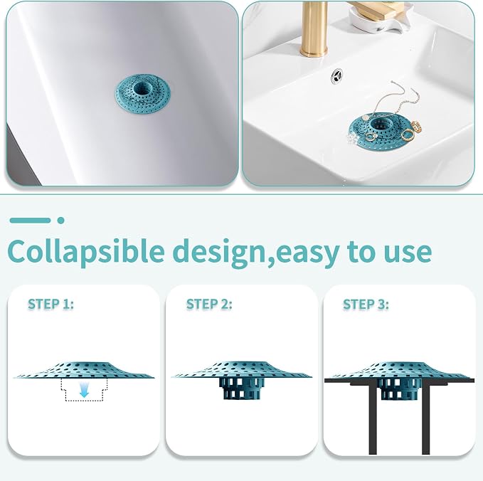Shower Hair Drain Catcher, Silicone Bathtub Drain Hair Catcher Strainer - Image 4
