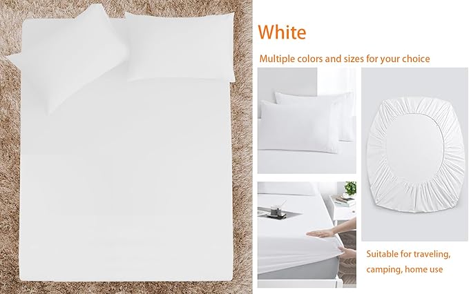 Air Mattress Sheets - 2 Pieces Set - Suitable for Inflatable mattresses 18 inches deep - can be inflated Without disassembly, Convenient, Sturdy, Easy to use air Bed Sheet (White, Twin)