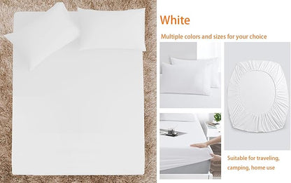 Air Mattress Sheets - 2 Pieces Set - Suitable for Inflatable mattresses 18 inches deep - can be inflated Without disassembly, Convenient, Sturdy, Easy to use air Bed Sheet (White, Twin)