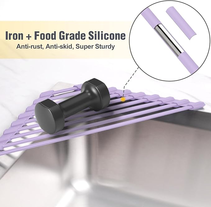 Tomorotec Compact Silicone-Coated Triangle Dish Drying Rack - Image 3