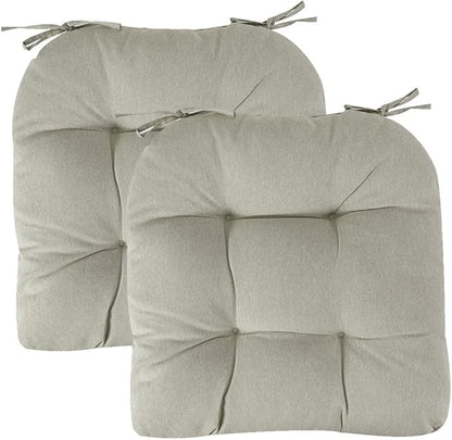 FUNHOME Outdoor Chair Cushions 19 x19 Inch,Water Resistant Tufted Seat Cushions 19",Reversible,Weather Resistant,Rounded Back Wicker Chair Cushion for Patio Garden Furniture(Light Brown)