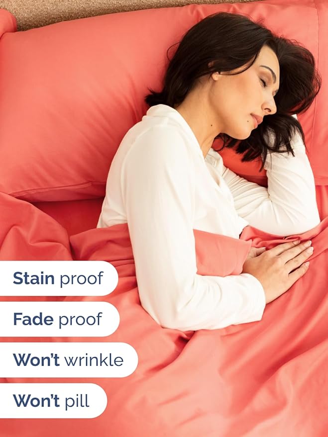 Extra Deep Cal King Sheet Set - 6 Piece Breathable & Cooling Sheets - Hotel Luxury Bed Sheets Set - Easy & Secure Fit - Soft, Wrinkle Free & Comfy Sheets Set - Coral Sheet Set with Extra Deep Pockets