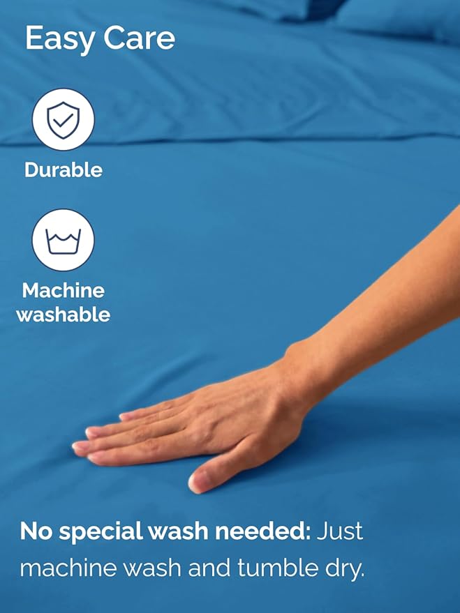 Extra Deep King Fitted Sheet - Hotel Luxury Single Fitted Sheet Only - Easily Fits 18 inch to 24 inch Mattress - Ultra Soft, Wrinkle & Fade Free w/Extra Deep Pockets - Breathable & Comfy - Denim Blue