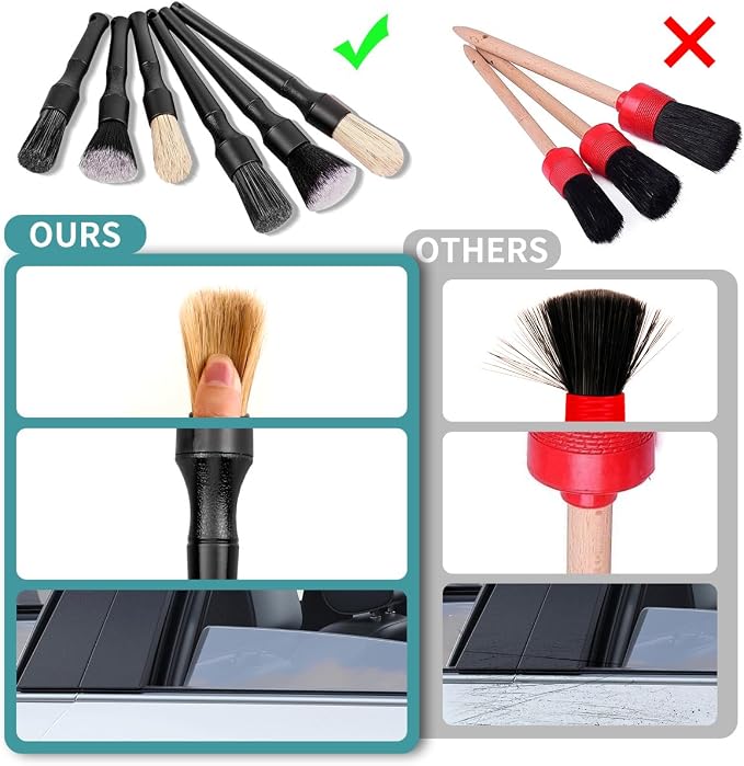 7PCS Car Detailing Brush Set, Ultra Soft Boars Hair Car Interior Detailing - Image 8