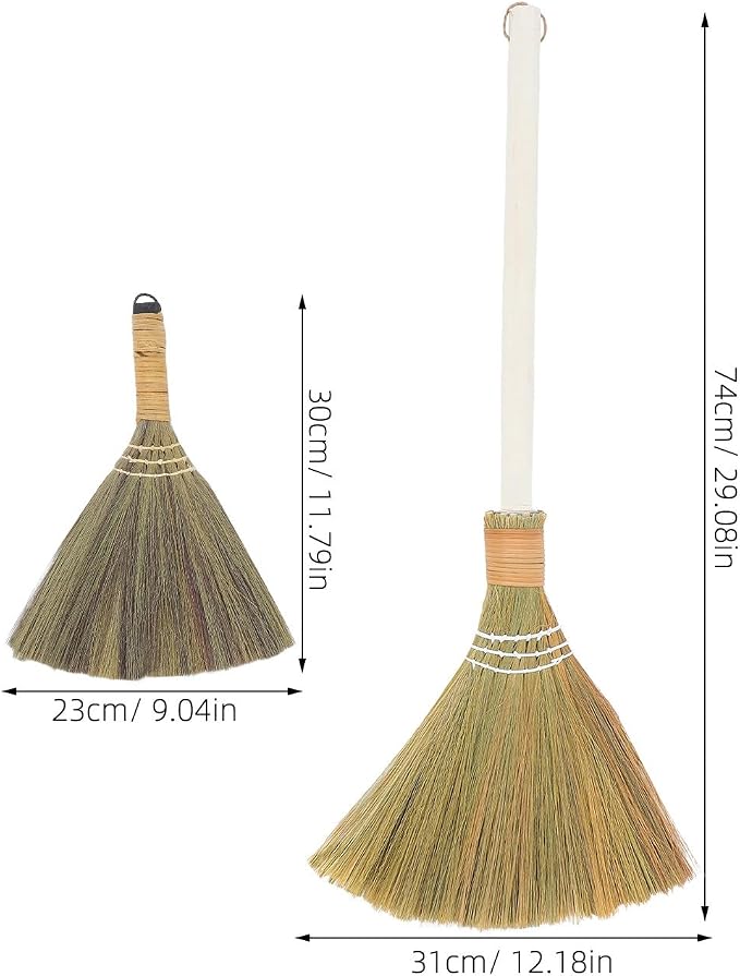 2pcs Handwoven Soft Bristle Indoor Brooms - Image 2