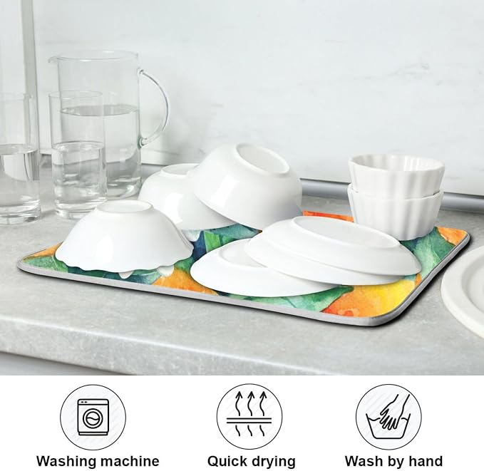 Tarity Watercolor Orange Dish Drying Mat - Image 7