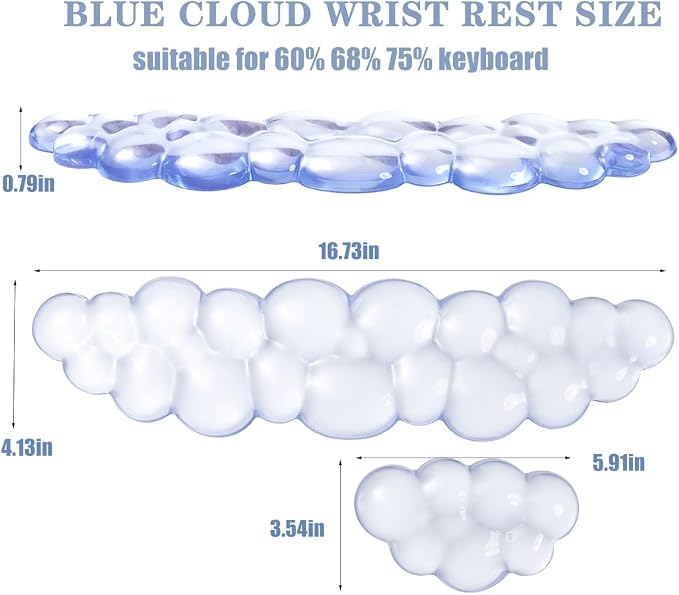 Ergonomic Gel Cloud Keyboard and Mouse Wrist Rest Set – Clear Wrist Rest - Image 3