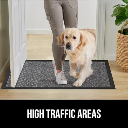 GORILLA GRIP 100% Waterproof All-Season WeatherMax Doormat, 47x35, Durable Natural Rubber, Stain and Fade Resistant, Low Profile, Indoor Outdoor Door Mats, Easy Clean Patio Entrance Mat, Steel Chevron