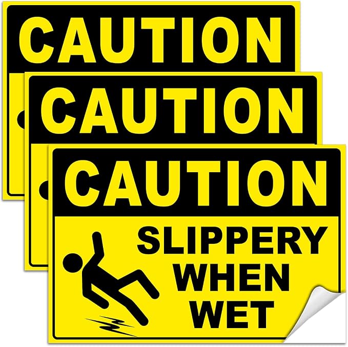Caution Slippery When Wet Stickers, 4x6 Vinyl Decals, Caution Wet Floor Sign by Dimarongton