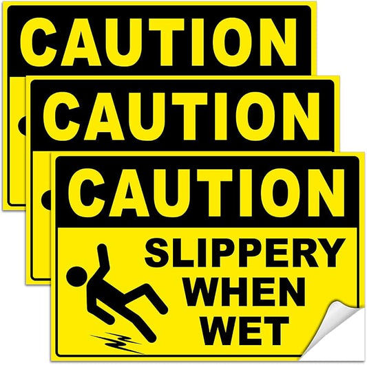 Caution Slippery When Wet Stickers, 4x6 Vinyl Decals, Caution Wet Floor Sign by Dimarongton