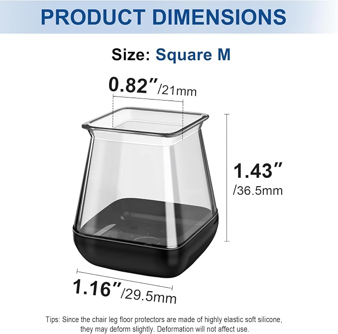 28 Pcs Chair Leg Sliders for Carpet, Square Chair Glides, Silicone Furniture - Image 7