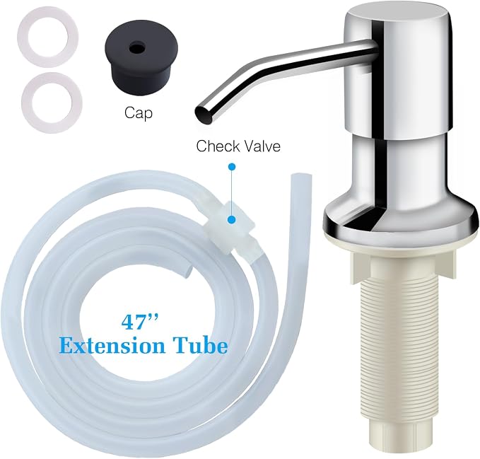 Soap Dispenser for Kitchen Sink and Extension Tube Kit, Stainless Steel - Image 7