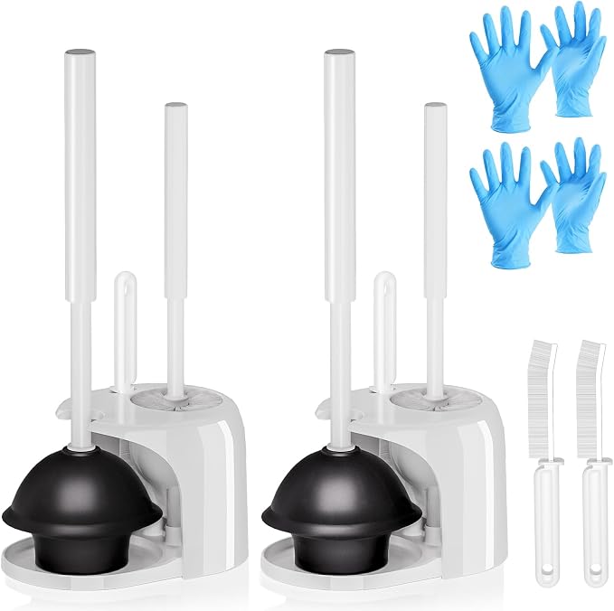 2PACK 4 in 1 Toilet Brush and Plunger Set by Unknown