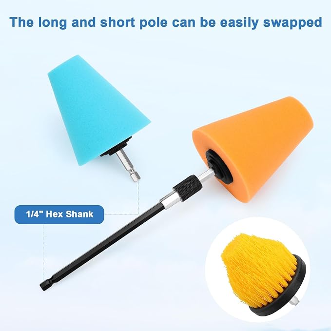 Linkstyle 5PCS Drill Polishing Cone Set, Car Wheel Polisher Sponge Pad Kit - Image 4