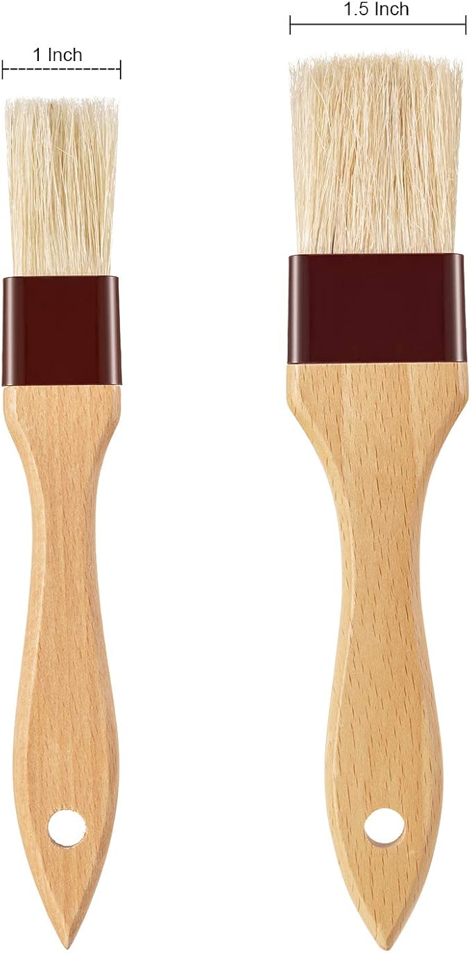 Boao 4 Pieces Natural Bristle Pastry Brush Beech Wooden Handle Basting and BBQ - Image 2