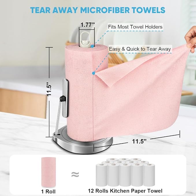AIDEA Microfiber Cleaning Cloth Roll, Tear Away Reusable Paper Towels, Car - Image 3