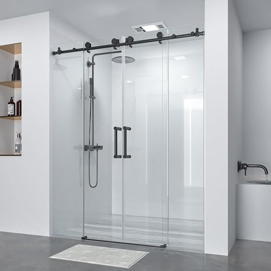 Double Sliding Shower Door 60" W x 74" H, Frameless Shower Enclosure 5/16" by MersvitonShowerDoor