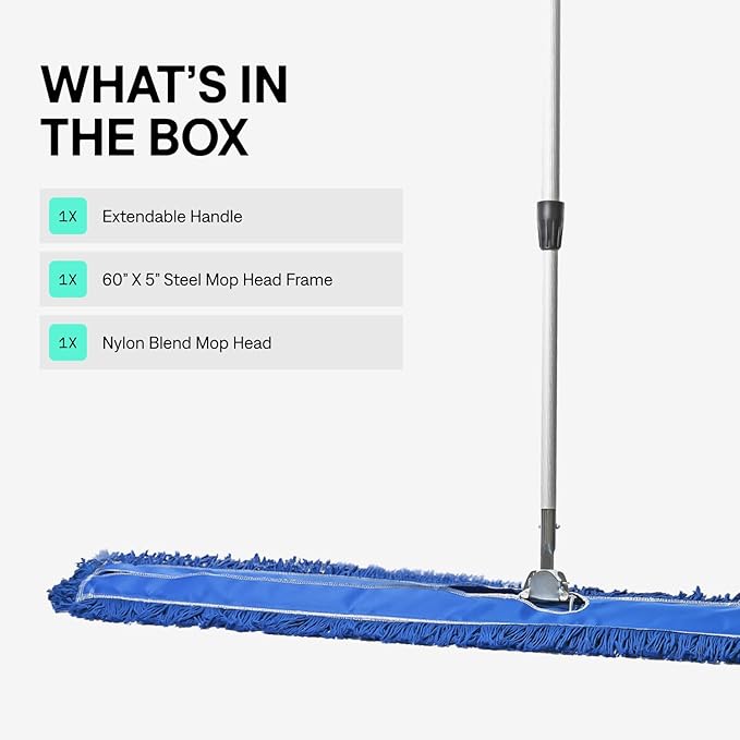 60 Inch Blue Commercial Dust Mop & Floor Sweeper - Image 2