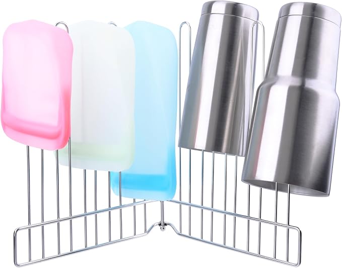 Reusable Drying Rack, Foldable Freezer Bag Dryer, SUS304 Stainless Steel Stand by LEKUSHA