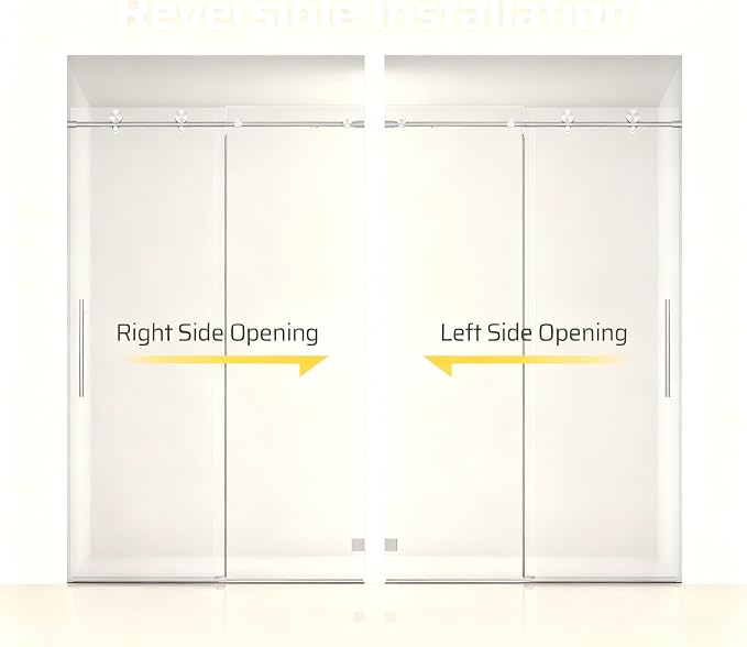 46-48" W x 76" H Frameless Sliding Shower Door, Bathroom Soft-Close Shower - Image 8