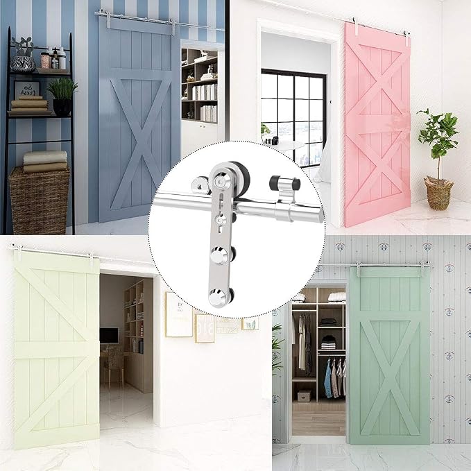 TSMST 12FT Sliding Barn Door Hardware Kit, Stainless Steel Heavy Duty Sturdy - Image 8