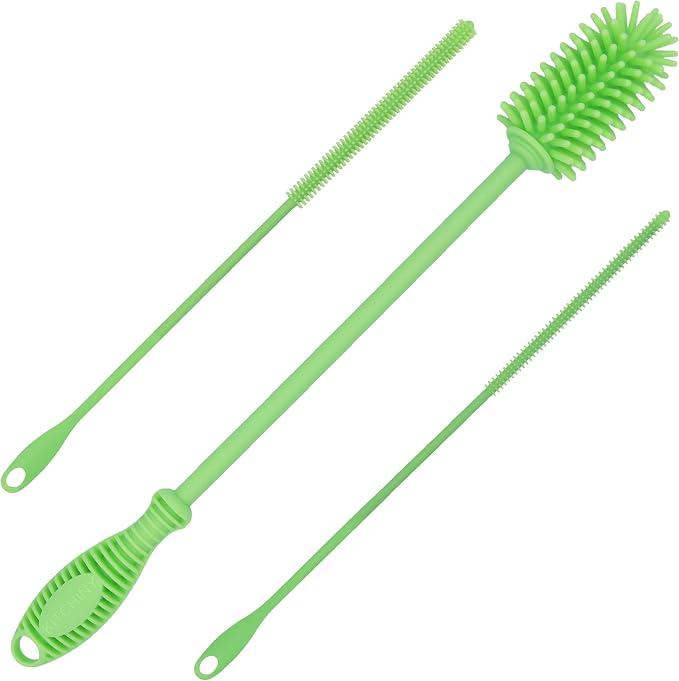 12.5" Silicone Bottle Brush & Straw Cleaner Brush Set | Water Bottle Cleaner by Kitchiny