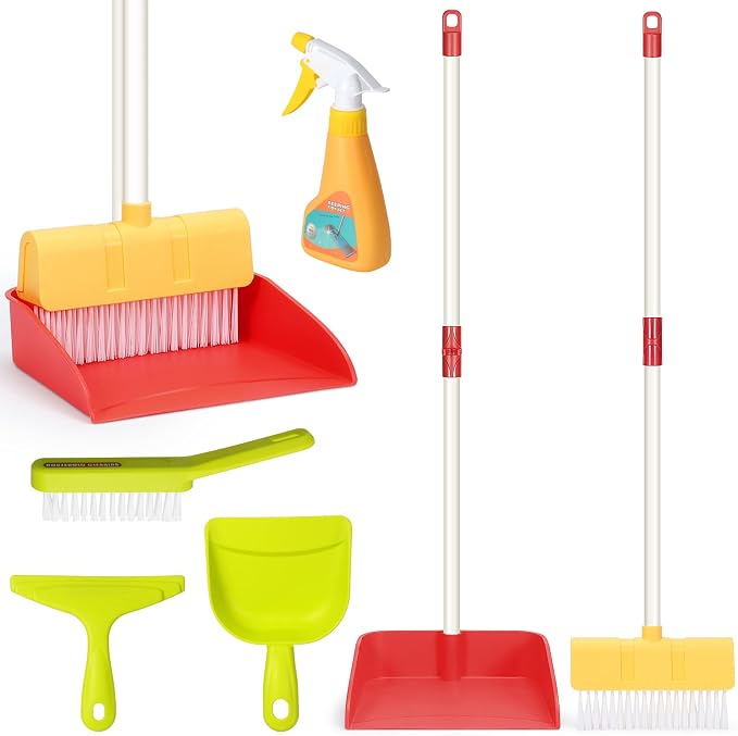 Kids Cleaning Toy Set Toddlers Broom Dust Pan Set by LIMIROLER