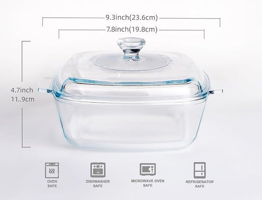 Clear Square Glass Casserole - Image 2