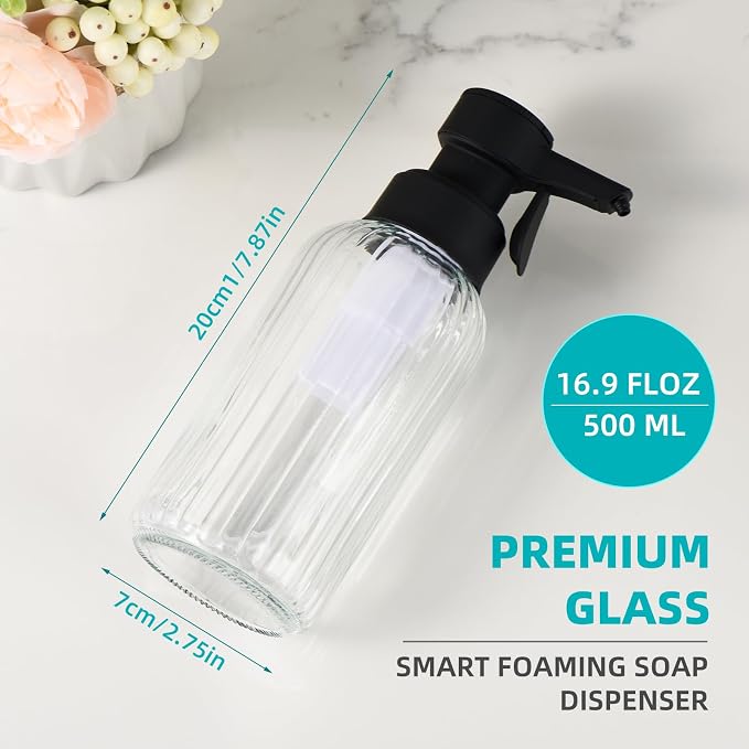 Automatic Foaming Soap Dispenser, 17oz Clear Glass Hand Soap Dispenser - Image 2