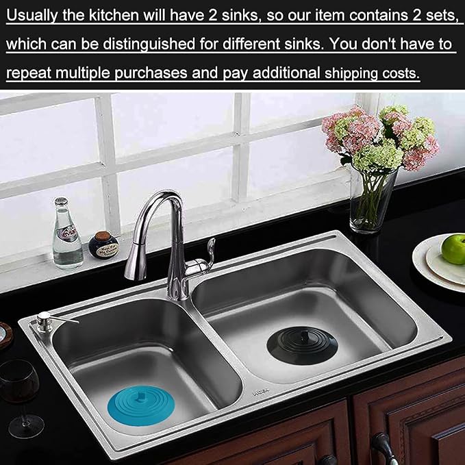 4PCS Kitchen Sink Strainer Stopper Kit, Universal Silicone Sink Drain Plug Cover - Image 6