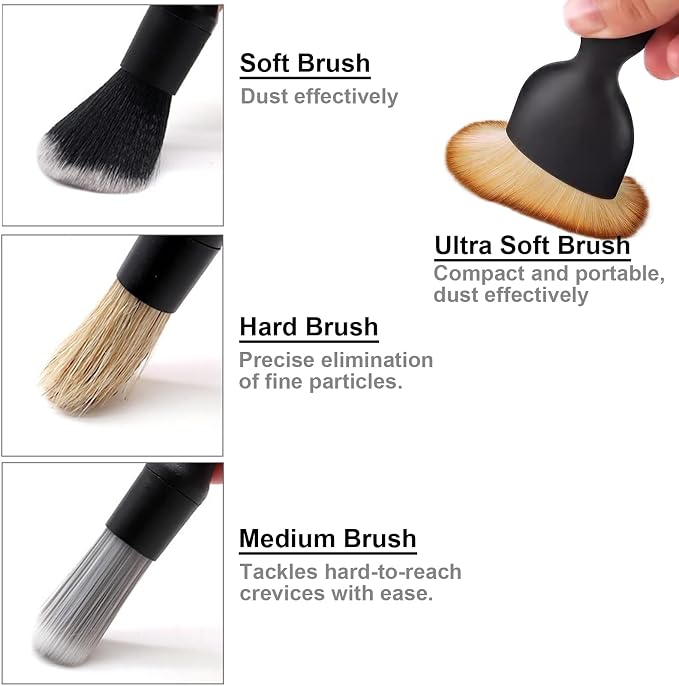 4 PCS Car Detailing Brush Set for Cleaning Interior or Exterior, Boars Bristle - Image 2
