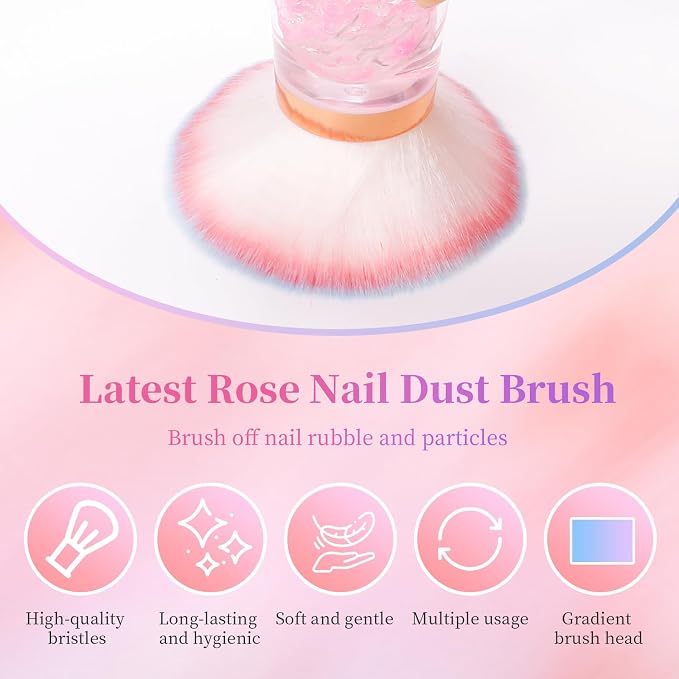 ANGNYA Nail Dust Brush, Round Nail Art Dust Powder Remover Brush - Image 4
