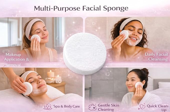 120 PCS Compressed Facial Sponges, Natural Cellulose Face Cleaning Pads - Image 6
